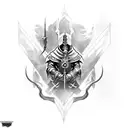 full arm, Templar knight escaping hell tattoo design idea