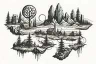 post-apocalyptic landscape tattoo design idea