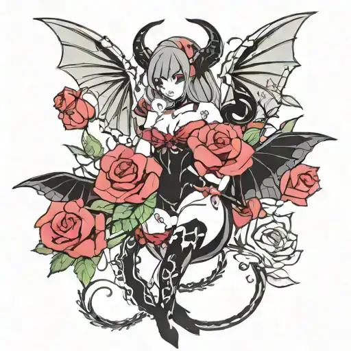 roses succubus tattoo design idea