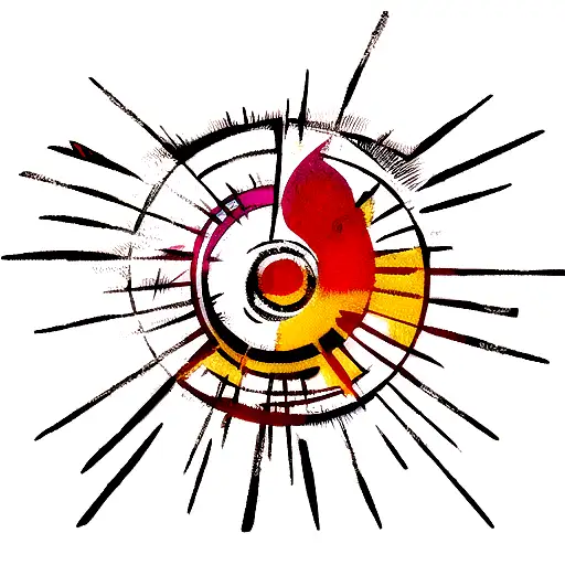 high dimension tatto with very bright color red orange black : naruto with fire and uchiha sign tattoo design idea