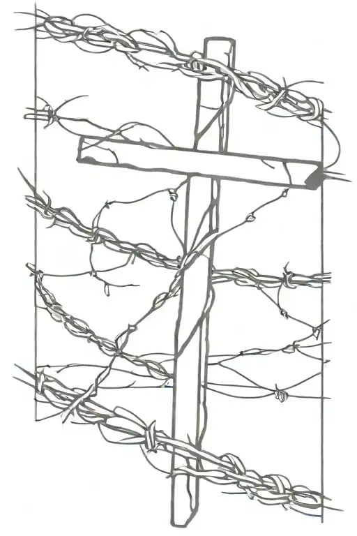 barbed wire wrapped and cross tattoo design idea