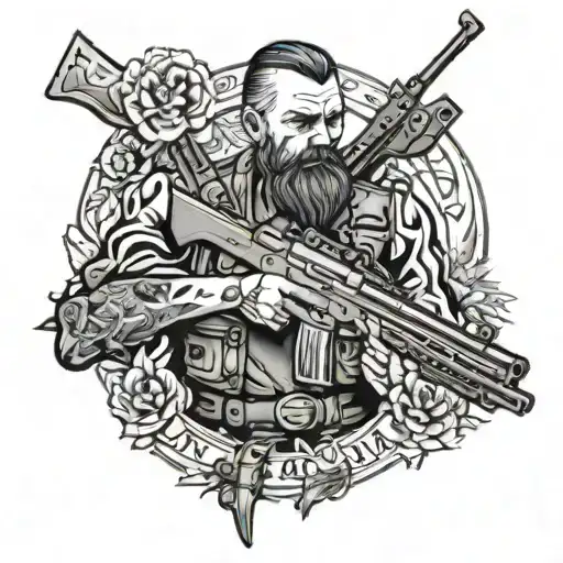 Fear the man with only one rifle tattoo design idea