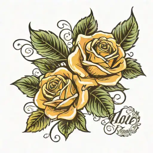 Two roses with the names Jade and Amber tattoo design idea