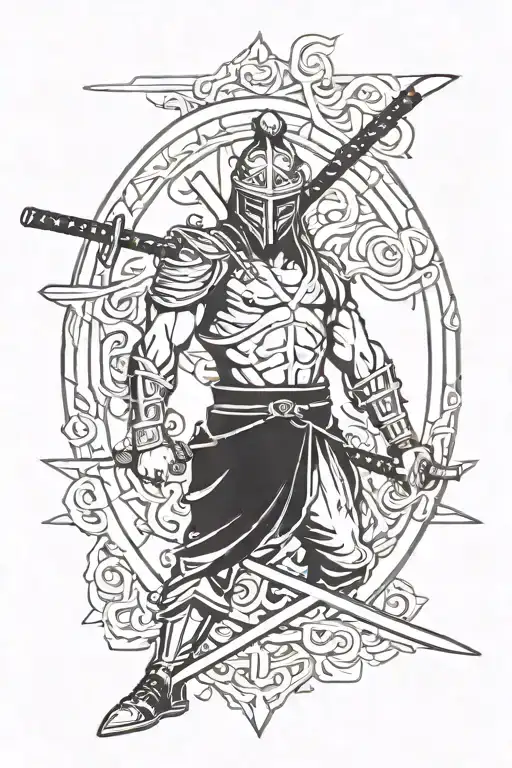 police Libra CrossFit Greek alternative reality samurai katana  tattoo design idea