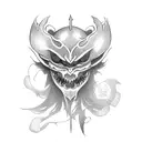 Dagger with japanese demon instead of blade tattoo design idea