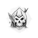 Dagger with japanese demon instead of blade tattoo design idea