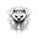 skeleton honey badger tattoo design idea