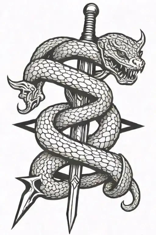 sword with snake wrapped tattoo design idea