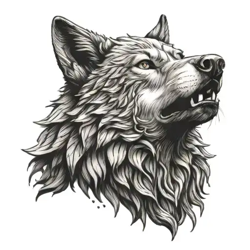 A wolf with muscles like men with Wings. It must have a tongue like snake tattoo design idea