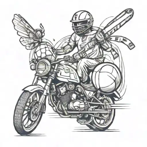 A tattoo design combining elements of football, cricket, and Formula 1 races, with a subtle nod to your favorite sports events dates (18th and 22nd January 2019) tattoo design idea