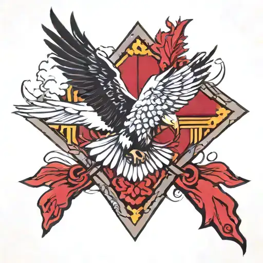albanian eagle, jesuschirat, sky, dove three crosses tattoo design idea