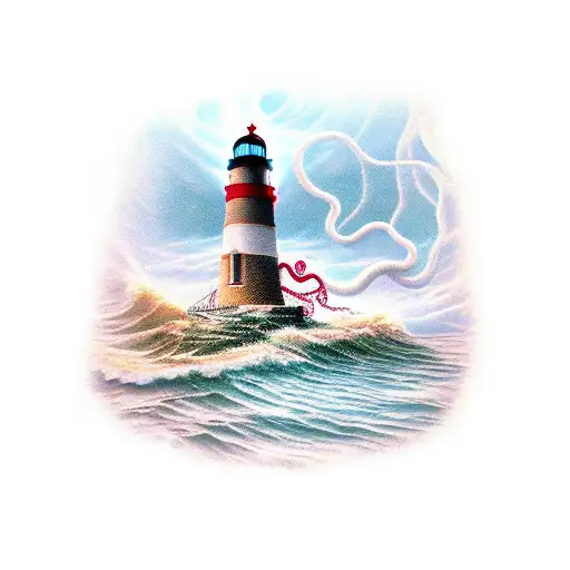 lighthouse with tentacles cthulhu tattoo design idea