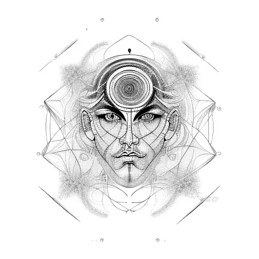 phisics quantum fractal face tattoo design idea