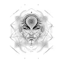 phisics quantum fractal face tattoo design idea