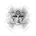 phisics quantum fractal face tattoo design idea