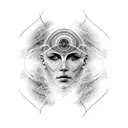 phisics quantum fractal face tattoo design idea