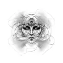 phisics quantum fractal face tattoo design idea