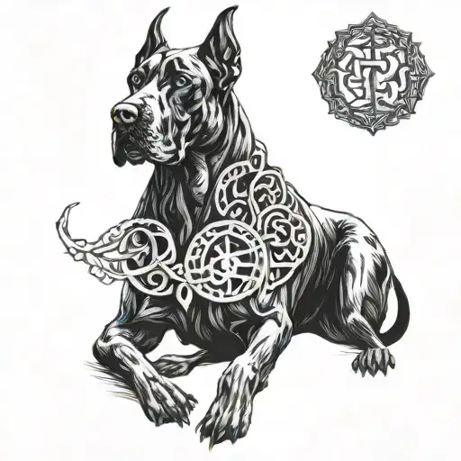 Odin symbolism and great dane   tattoo design idea