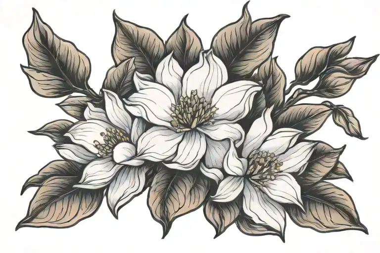 magnolia flower tattoo design idea