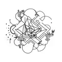 A minimalist tattoo design inspired by The 1975's album artwork, incorporating elements of nature and self love to create a unique and personal piece of art tattoo design idea