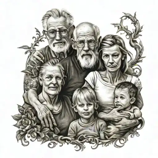 family, never giving up, pain tattoo design idea