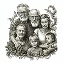 family, never giving up, pain tattoo design idea