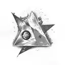  TATTOO BASED ON THE SONG TIME BY PINK FLOYD that contains a falling apart watch, a triangle and the moon tattoo design idea