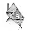 TATTOO BASED ON THE SONG TIME BY PINK FLOYD that contains a falling apart watch, a triangle and the moon tattoo design idea