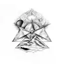  TATTOO BASED ON THE SONG TIME BY PINK FLOYD that contains a falling apart watch, a triangle and the moon tattoo design idea