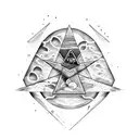  TATTOO BASED ON THE SONG TIME BY PINK FLOYD that contains a falling apart watch, a triangle and the moon tattoo design idea