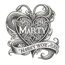 heart with the name Marty on it one cobra tattoo design idea