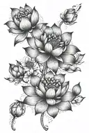 flowers blooming lotus flower bouquet tattoo design idea