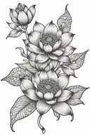 flowers blooming lotus flower bouquet tattoo design idea