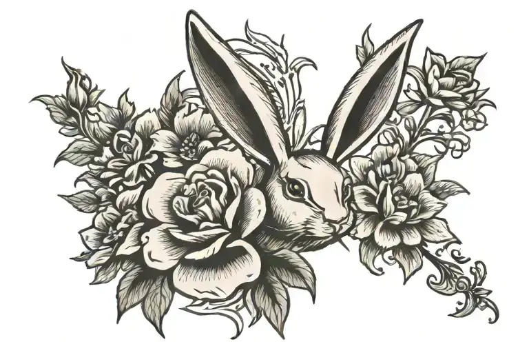 playboy bunny logo as the pistil of a flower tattoo design idea