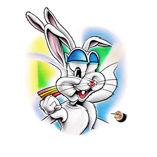 bugs bunny with joint tattoo design idea