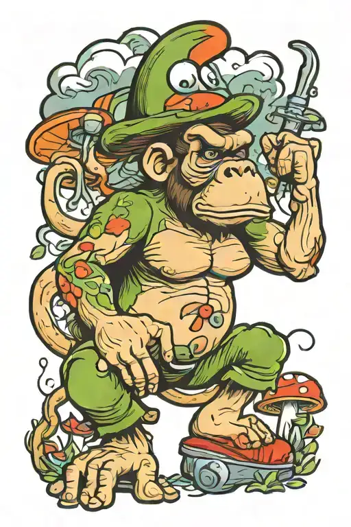 mushroom stoned ape tattoo design idea