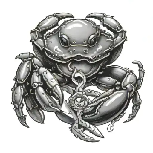 crab holding scissors tattoo design idea