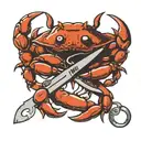 crab holding scissors tattoo design idea