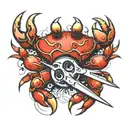 crab holding scissors tattoo design idea
