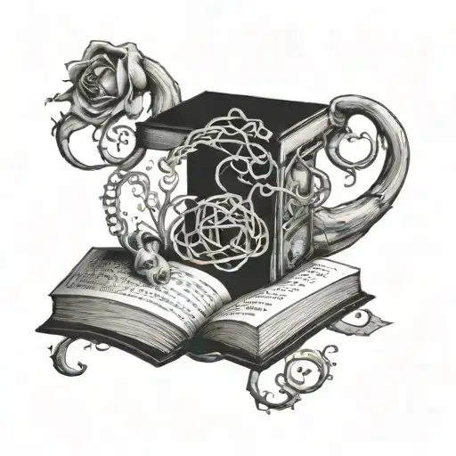 A tattoo design featuring a book with the lyrics of a favorite Alice in Chains song intertwined in a creative way tattoo design idea