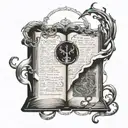 A tattoo design featuring a book with the lyrics of a favorite Alice in Chains song intertwined in a creative way tattoo design idea