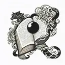 A tattoo design featuring a book with the lyrics of a favorite Alice in Chains song intertwined in a creative way tattoo design idea