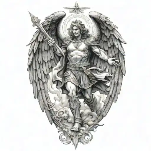 St. Michael The Archangel Michael fighting tattoo design idea