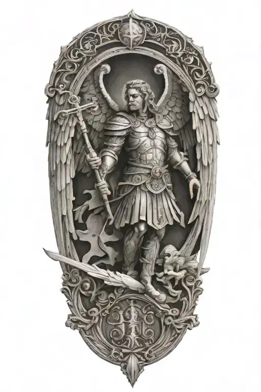 St. Michael The Archangel Chamuel tattoo design idea