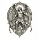 St. Michael The Archangel Michael fighting tattoo design idea