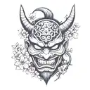 Ninja cherry blossom tree oni mask  tattoo design idea