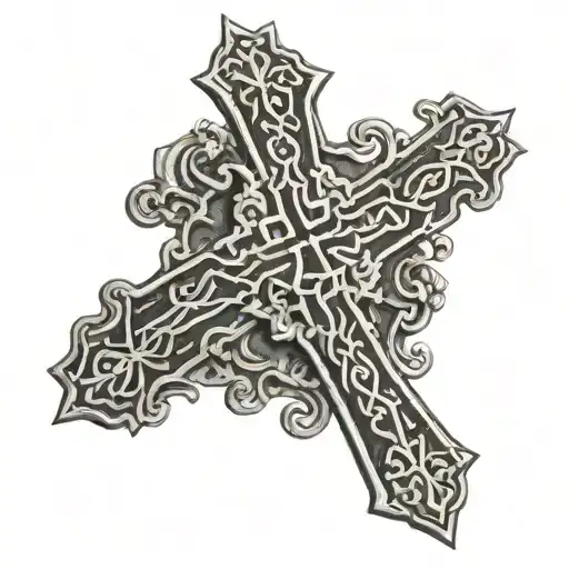 orthodox cross small tattoo design idea