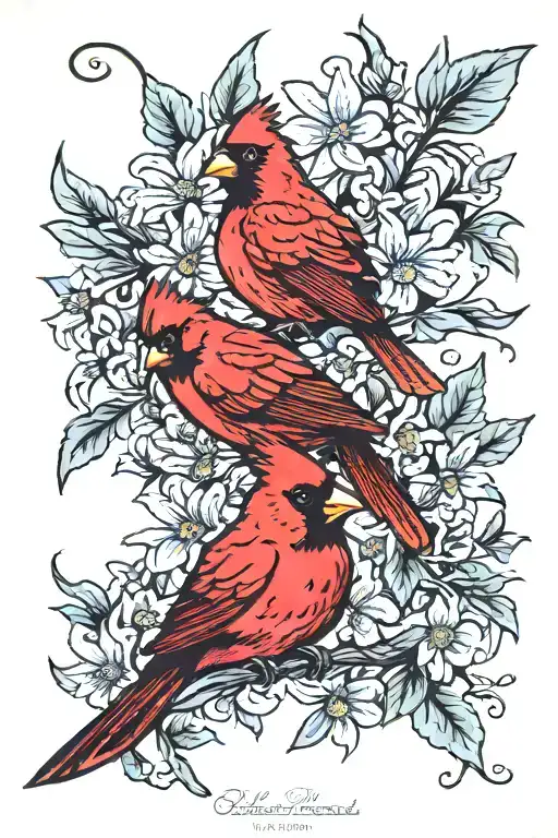 daisys cardinal vines tattoo design idea