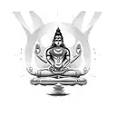 A cyberpunk-inspired sketch tattoo of Shiva meditating in a virtual reality world tattoo design idea