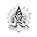 A cyberpunk-inspired sketch tattoo of Shiva meditating in a virtual reality world tattoo design idea